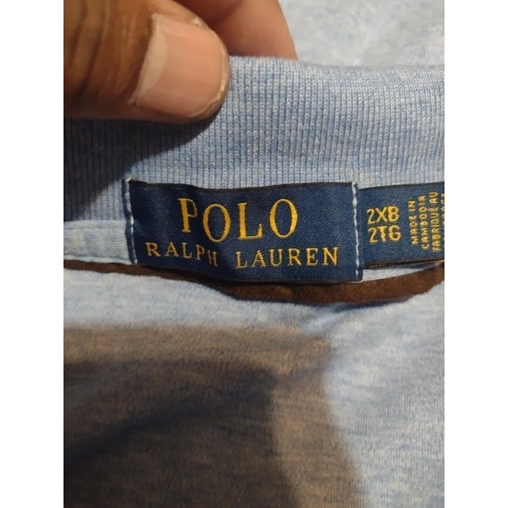 Polo Ralph Lauren Polo Shirt Adult 2XB Blue Long Sleeve Golf Walking Casual Men